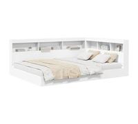vidaXL Cama Estantería Blanca 160 x 200 cm de Madera Ingenierizada, Diseño Minimalista, Almacenamiento Amplio, Uso en Interiores, Ahorra Espacio, Dormitorio, Muebles Modernos, Compactos e Innovadore