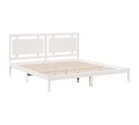 vidaXL Cama extralarga sin colchón Madera Maciza Blanca 200x210 cm, Marco de Cama, Muebles de Dormitorio, somier, Marcos de Cama, Cama, somier
