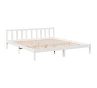 vidaXL Cama extralarga sin colchón Madera Maciza Pino Blanca 180x210cm, Marco de Cama, Cama, Muebles de Dormitorio, Marcos de Cama, Cama Doble