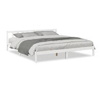 vidaXL Cama extralarga sin colchón Madera Maciza Pino Blanca 200x220cm, Marco de Cama, Cama, Muebles de Dormitorio, Marcos de Cama, Cama Doble