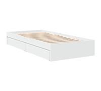 vidaXL Cama con cajones Madera de ingeniería Blanco 100x200 cm, Cama, Cama con almacenaje, Estructura de Cama Individual, Cama Individual