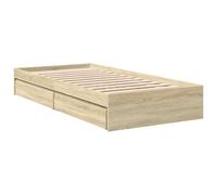 VidaXL Cama Individual Con Cajones de Madera de Ingeniería Roble Sonoma 75x190 cm - Estructura Con Almacenaje