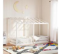 Cama Infantil Con Techo Madera Maciza Pino Blanca 90x190 Cm Vidaxl