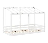 Cama Infantil Con Techo Madera Maciza Pino Blanca 90x200 Cm Vidaxl