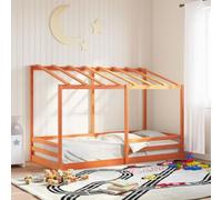 Cama Infantil Con Techo Madera Maciza Pino Marrón 80x200 Cm Vidaxl