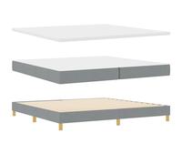 vidaXL Cama King Size Cabecero Acolchado en Gris Claro, Estructura de Madera para Dormitorio Principal, Estilo Contemporáneo, Muebles de Colchón, Funda con Cremallera, Protector, Almohadilla, Topp