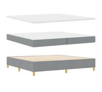 vidaXL Cama King Size Moderna con Extensión Ajustable | Marco Gris Claro Estructura de Madera Natural Fundas Removibles Muebles de Dormitorio Estilosos Colchón Funda con Cremallera Protector Almohadi