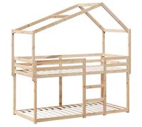 vidaXL Cama litera con Techo Madera Maciza de Pino 80x200 cm, Cama, armazón de Cama, Cama Alta, Muebles de Dormitorio, somier de Cama