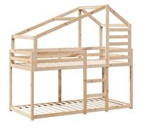 vidaXL Cama litera con Techo Madera Maciza de Pino 90x200 cm, Cama, armazón de Cama, Cama Alta, Muebles de Dormitorio, somier de Cama