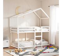 vidaXL Cama litera con Techo Madera Maciza de Pino Blanco 90x190 cm, Cama, armazón de Cama, Cama Alta, Muebles de Dormitorio, somier de Cama