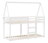 vidaXL Cama litera con Techo Madera Maciza de Pino Blanco 90x190 cm, Cama, armazón de Cama, Cama Alta, Muebles de Dormitorio, somier de Cama