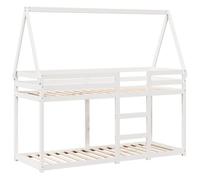vidaXL Cama litera con Techo Madera Maciza de Pino Blanco 90x200 cm, Cama, armazón de Cama, Cama Alta, Muebles de Dormitorio, somier de Cama