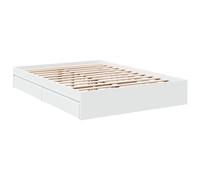 vidaXL Cama con cajones Armazón de madera de ingeniería blanco 135x190 cm