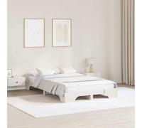 vidaXL Cama Minimalista de Madera de Pino Sólido | 135 x 190 cm Color Blanco, Diseño Duradero Adultos. Ideal para Un Dormitorio Estético, Construcción Resistente, Muebles Modernos y Pla