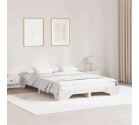 vidaXL Cama Minimalista de Madera de Pino Sólido | 160 x 200cm Color Blanco, Diseño Duradero. Ideal para Adultos, Dormitorio. Estilo Moderno y Construcción Robusta. Muebles Esencial