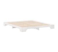 vidaXL Cama Moderna Blanca 200 x 210 cm, Hecha de Madera Pintada. Ahorra Espacio y Tiene Almacenamiento Integrado. Ideal para el Dormitorio, no Necesita somier. Superficie Lisa y Duradera. Montaje re