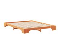 vidaXL Cama Moderna Color Marrón Cera Madera Sólida 160 x 210 cm Acabado Pintado Rectangular para Interior Incluye Almacenamiento Montaje Necesario Fuerte No Requiere Base de Colchón Limpieza con Pañ