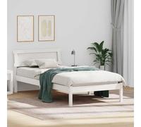 vidaXL Cama Moderna con Cabecera LED Blanca de Madera de Pino Sólido, 90 x 200 cm. Mobiliario de Dormitorio Contemporáneo con Diseño Elegante y Luces.