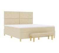 vidaXL Cama Moderna Crema con colchón de Espuma de Confort en diseño de Bloques de Diamante para máximo Soporte | 180 x 200 cm Tela Resistente a Manchas fácil Limpieza Muebles de Dormitorio Protector