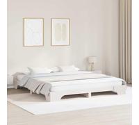 vidaXL Cama Moderna de Madera Sólida Blanca | 200 x cm. Un diseño Duradero Adultos. Ideal para el Dormitorio, con un Estilo Minimalista y una construcción Robusta. Muebles Esenciales p