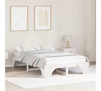 vidaXL Cama Moderna de Pino Macizo de | 120 x 200cm. Color Blanco. Diseño Duradero Ideal para Adultos en un Dormitorio Minimalista. Muebles Esenciales con una construcción Resistente y Cama Flexible