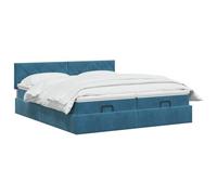 vidaXL Cama otomana con colchón 2 uds. Azul Oscuro Terciopelo