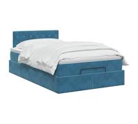vidaXL Cama otomana con colchón Azul Oscuro 120 x 190 cm Terciopelo, Cama otomana Moderna, Mueble de Lujo contemporáneo, colchón de Espuma Ajustable para máxima Comodidad