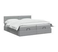 vidaXL Cama otomana con colchón con cabecera 2 pcs Gris Claro Tela,