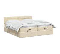vidaXL Cama otomana con colchón con cabecera 2 uds. Crema Tela