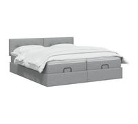 vidaXL Cama otomana con colchón con cabecera 2 uds. Gris Claro Tela,