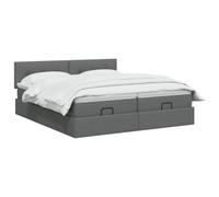 vidaXL Cama otomana con colchón con cabecera 2 uds. Gris Oscuro Tela,