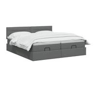 vidaXL Cama otomana con colchón con cabecera 2 pcs Gris Oscuro Tela,