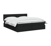 vidaXL Cama otomana con colchón con cabecera 2 uds. Negro Tela,