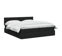 vidaXL Cama otomana con colchón con cabecera 2 uds. Negro Tela