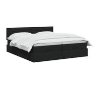 vidaXL Cama otomana con colchón con cabecera 2 pcs Negro Tela,
