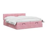 vidaXL Cama otomana con colchón con cabecera 2 uds. Rosa Terciopelo,