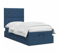 vidaXL Cama otomana con colchón con cabecera Azul 100 x 200 cm Tela, Cama Moderna con Ottomán, Almacenamiento Ajustable, Muebles Elegantes, Ahorra Espacio, Colchón Funcional
