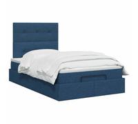 vidaXL Cama otomana con colchón con cabecera Azul 120 x 190 cm Tela, Cama Moderna con Ottomán, Almacenamiento Ajustable, Muebles Elegantes, Ahorra Espacio, Colchón Funcional