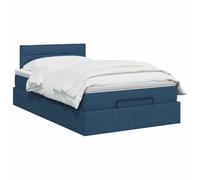 vidaXL Cama otomana con colchón con cabecera Azul 120 x 200 cm Tela, Un Dormitorio Moderno, Cama Funcional, Descanso cómodo, Almacenamiento y Sistema de sueño para tu hogar