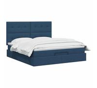 vidaXL Cama otomana con colchón con cabecera Azul 160 x 200 cm Tela, Cama Moderna con Ottomán, Almacenamiento Ajustable, Muebles Elegantes, Ahorra Espacio, Colchón Funcional