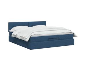 vidaXL Cama otomana con colchón con cabecera Azul 180 x 200 cm Tela