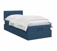 vidaXL Cama otomana con colchón con cabecera Azul 90 x 200 cm Tela, Un Dormitorio Moderno, Cama Funcional, Descanso cómodo, Almacenamiento y Sistema de sueño para tu hogar