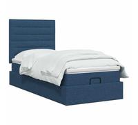 vidaXL Cama otomana con colchón con cabecera Azul 90 x 200 cm Tela, Cama Moderna con Ottomán, Almacenamiento Ajustable, Muebles Elegantes, Ahorra Espacio, Colchón Funcional