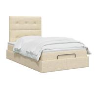 vidaXL Cama otomana con colchón con cabecera Crema 120 x 190 cm Tela, Cama Moderna con Ottomán, Almacenamiento Ajustable, Muebles Elegantes, Ahorra Espacio, Colchón Funcional