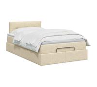 vidaXL Cama otomana con colchón con cabecera Crema 120 x 200 cm Tela