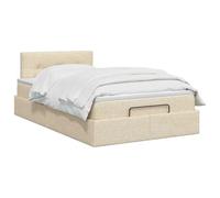 vidaXL Cama otomana con colchón con cabecera Crema 120 x 200 cm Tela, Cama Moderna con Ottomán, Almacenamiento Ajustable, Muebles Elegantes, Ahorra Espacio, Colchón Funcional