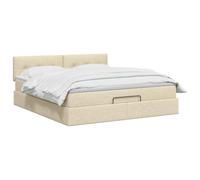vidaXL Cama otomana con colchón con cabecera Crema 140 x 190 cm Tela, Un Dormitorio Moderno, Cama Funcional, Descanso cómodo, Almacenamiento y Sistema de sueño para tu hogar