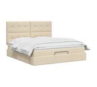 vidaXL Cama otomana con colchón con cabecera Crema 140 x 200 cm Tela, Cama Moderna con Ottomán, Almacenamiento Ajustable, Muebles Elegantes, Ahorra Espacio, Colchón Funcional