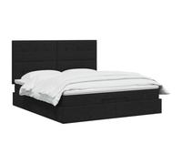 vidaXL Cama otomana con colchón con cabecera Negro 160 x 200 cm Tela, Cama Moderna con Ottomán, Almacenamiento Ajustable, Muebles Elegantes, Ahorra Espacio, Colchón Funcional