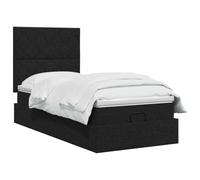 vidaXL Cama otomana con colchón con cabecera Negro 80 x 200 cm Tela